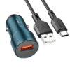 Borofone Ładowarka samochodowa BZ19A Wisdom - USB - QC 3.0 18W z kablem USB na Typ C niebieska